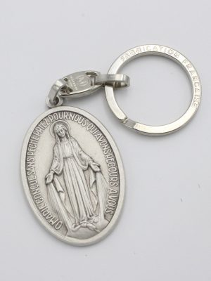 Médaille Miraculeuse en métal argenté – porte clés en métal 42mm