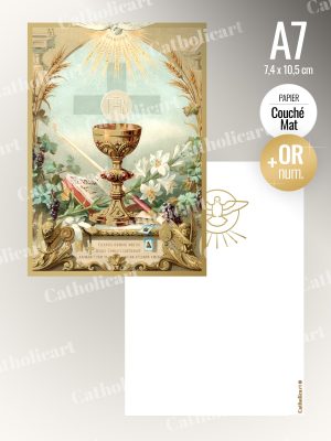 Carte Calice et les 7 dons du Saint Esprit : Communion / Confirmation (74x105mm Recto/Verso)