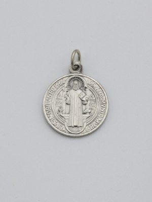 Médaille Saint Benoît 20mm en métal argenté