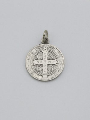 Médaille Saint Benoît 20mm en métal argenté